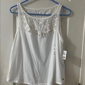 NWT Hollister White Lace Tank Top
